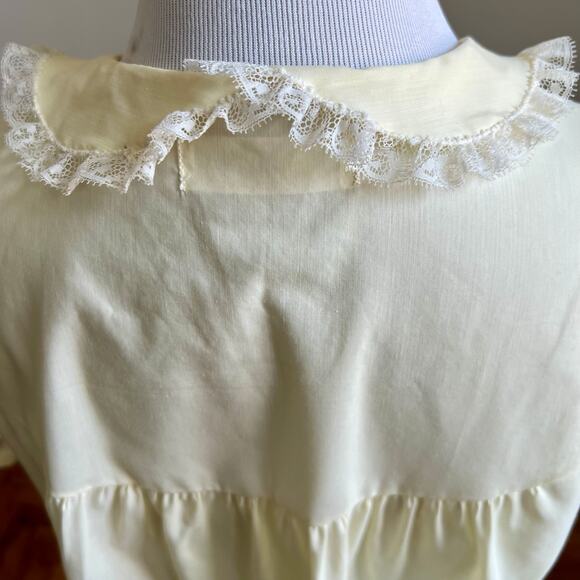 Vintage 50s Barbizon Pajama Set M Yellow Lace Peter Pan Collar Cottagecore - Picture 12 of 16